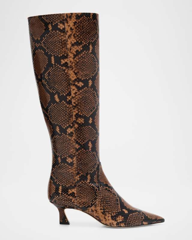 Vinnie Snake-Embossed Leather Knee-High Boots